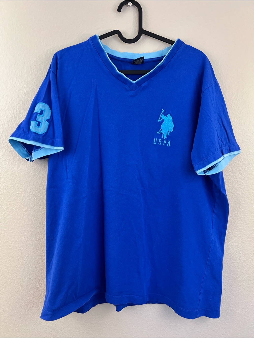 Polo Ralph Lauren Shirt Mens M Blue Big Pony Logo #3 On Short Sleeve Tee Cotton